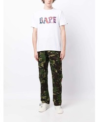 T-shirt à col rond imprimé blanc A Bathing Ape