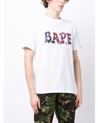 T-shirt à col rond imprimé blanc A Bathing Ape