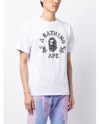 T-shirt à col rond imprimé blanc A Bathing Ape