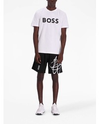 T-shirt à col rond imprimé blanc BOSS