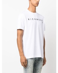 T-shirt à col rond imprimé blanc John Richmond