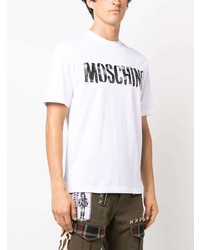 T-shirt à col rond imprimé blanc Moschino