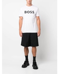 T-shirt à col rond imprimé blanc BOSS