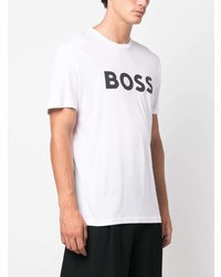 T-shirt à col rond imprimé blanc BOSS