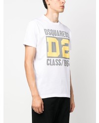 T-shirt à col rond imprimé blanc DSQUARED2