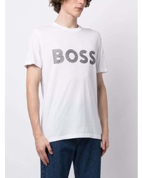 T-shirt à col rond imprimé blanc BOSS