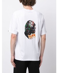 T-shirt à col rond imprimé blanc A Bathing Ape