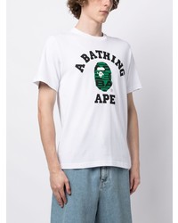 T-shirt à col rond imprimé blanc A Bathing Ape