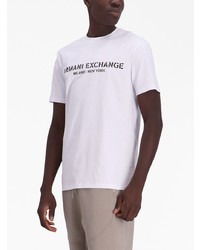 T-shirt à col rond imprimé blanc Armani Exchange