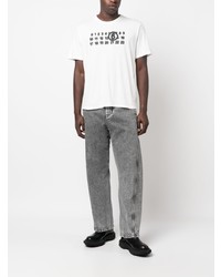 T-shirt à col rond imprimé blanc MM6 MAISON MARGIELA