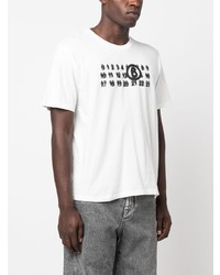 T-shirt à col rond imprimé blanc MM6 MAISON MARGIELA