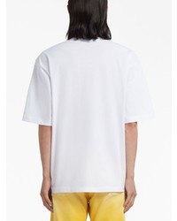 T-shirt à col rond imprimé blanc Marni