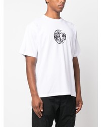 T-shirt à col rond imprimé blanc Stone Island