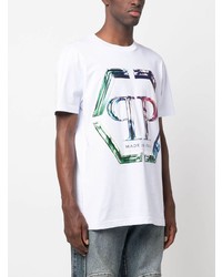 T-shirt à col rond imprimé blanc Philipp Plein