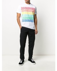 T-shirt à col rond imprimé blanc DSQUARED2