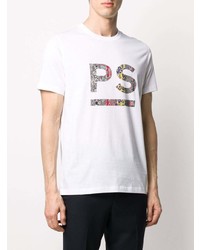 T-shirt à col rond imprimé blanc PS Paul Smith