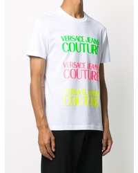 T-shirt à col rond imprimé blanc VERSACE JEANS COUTURE