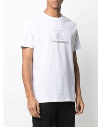 T-shirt à col rond imprimé blanc Karl Lagerfeld