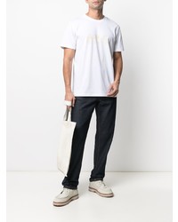 T-shirt à col rond imprimé blanc A.P.C.