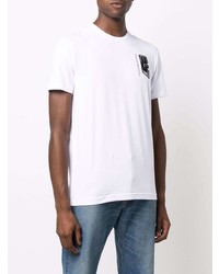 T-shirt à col rond imprimé blanc Ea7 Emporio Armani