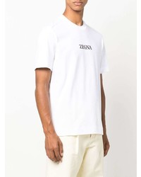 T-shirt à col rond imprimé blanc Zegna