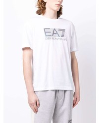 T-shirt à col rond imprimé blanc Ea7 Emporio Armani