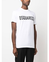 T-shirt à col rond imprimé blanc DSQUARED2