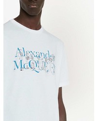 T-shirt à col rond imprimé blanc Alexander McQueen