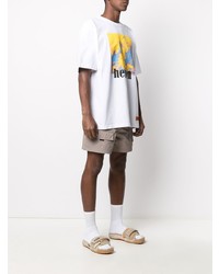 T-shirt à col rond imprimé blanc Heron Preston