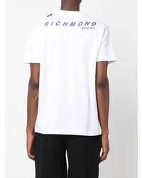 T-shirt à col rond imprimé blanc John Richmond