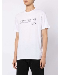 T-shirt à col rond imprimé blanc Armani Exchange