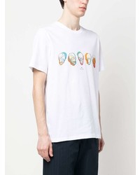 T-shirt à col rond imprimé blanc PS Paul Smith