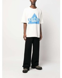 T-shirt à col rond imprimé blanc Rhude