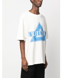 T-shirt à col rond imprimé blanc Rhude