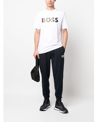 T-shirt à col rond imprimé blanc BOSS