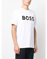 T-shirt à col rond imprimé blanc BOSS