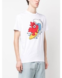 T-shirt à col rond imprimé blanc DSQUARED2