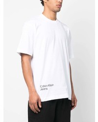 T-shirt à col rond imprimé blanc Calvin Klein