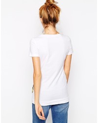 T-shirt à col rond imprimé blanc Love Moschino