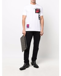 T-shirt à col rond imprimé blanc DSQUARED2