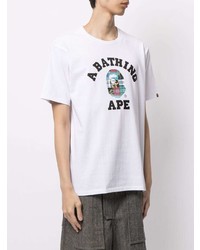 T-shirt à col rond imprimé blanc A Bathing Ape