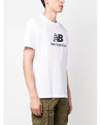 T-shirt à col rond imprimé blanc New Balance