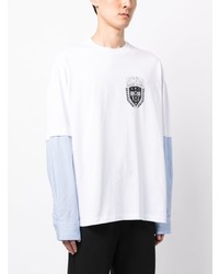 T-shirt à col rond imprimé blanc MSGM