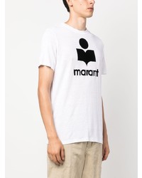 T-shirt à col rond imprimé blanc MARANT