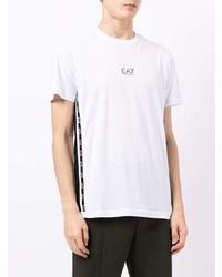 T-shirt à col rond imprimé blanc Ea7 Emporio Armani