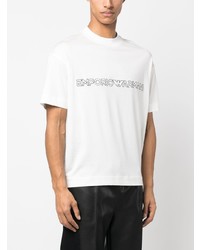 T-shirt à col rond imprimé blanc Emporio Armani