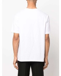 T-shirt à col rond imprimé blanc Balmain