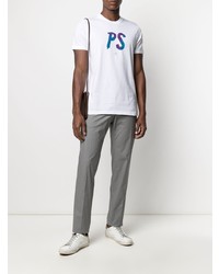 T-shirt à col rond imprimé blanc PS Paul Smith