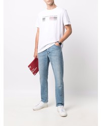 T-shirt à col rond imprimé blanc Tommy Hilfiger