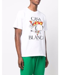 T-shirt à col rond imprimé blanc Casablanca